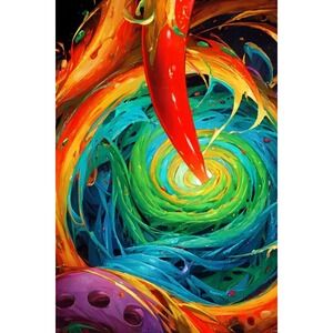 Artist R. Black 2025 Original Signed 12x12 On Canvas Etern Paradise Neon Abstrac